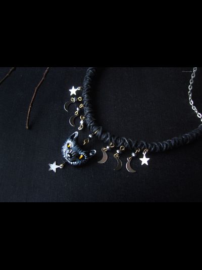 "Серенький волчок - звёздный пастушок", плетёное колье в стиле фэнтези