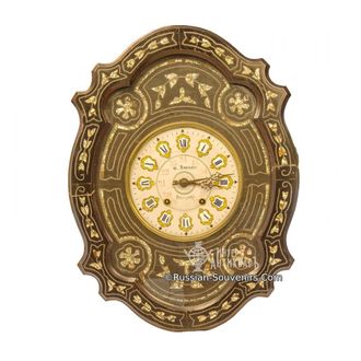 Настенные деревянные часы в стиле «Буль» с двойным циферблатом