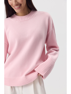 Джемпер из мериносовой шерсти с круглым вырезом (розовый)