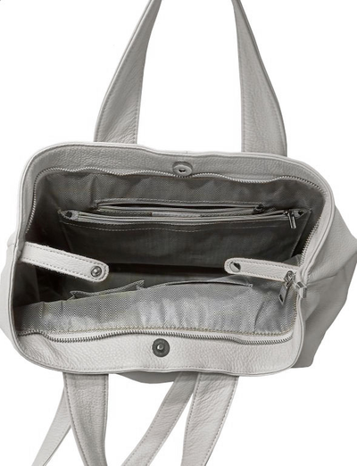 (АРТИКУЛ: 9919/1/8) СУМКА ЖЕНСКАЯ БОЛЬШАЯ, НАТУРАЛЬНАЯ КОЖА, СВЕТЛО-СЕРАЯ, ЧЕТЫРЕ РУЧКИ