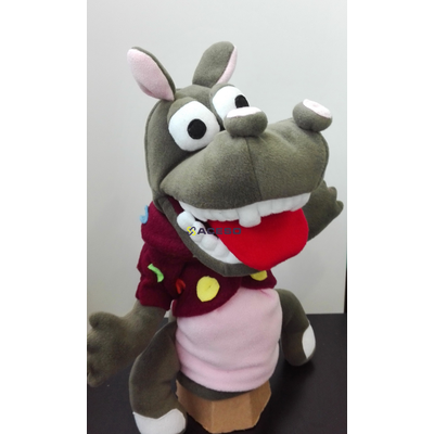 Логопедическая кукла-перчатка Бегемот большой (управляется рот и язык), 35-40 см