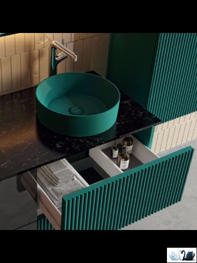 Раковина Creavit Loop LP145-00MT00E-0000 Ментол, сине - зеленая, матовая, диаметром 45 см