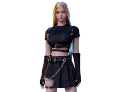 Женский стильный черный костюм с юбкой- 1/6 Female fashion street wear (3S0045) - 3STOYS