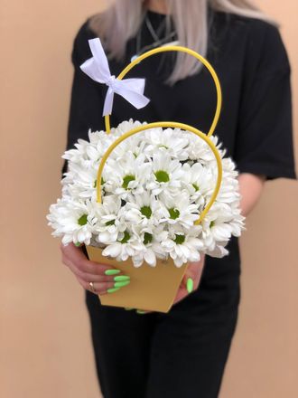 Сумочка с белой хризантемой