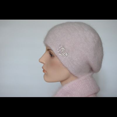 Розовый вязаный женский берет Vizio Италия 6945 B