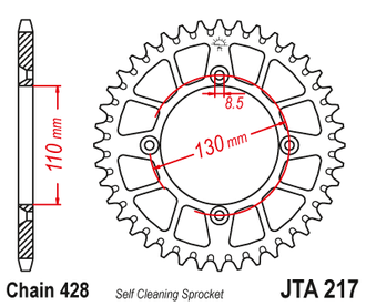 Звезда ведомая алюминиевая JT JTA217.49 (JTA217-49) (A217-49) для Honda Off Road