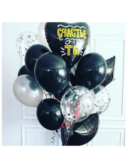 Черные шарики с гелием в наборе купить на assorti123.ru