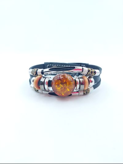 Браслет кожаный на кнопке