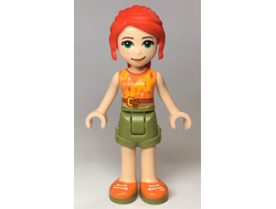 Friends Mia - Olive Green Shorts, Orange and Bright Light Orange Top with Lightning Bolts, Orange Shoes, n/a (frnd352)