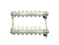 Коллекторная группа ONDO для радиаторной разводки (7 контуров) в сборе с термостатическими и запорными клапанами