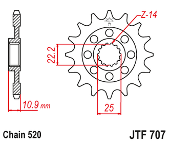 Звезда ведущая JT JTF707.14 (JTF707-14) (F707-14)