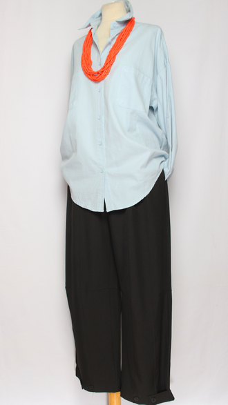 Брюки "Широкие хлястик" чёрные до р.52