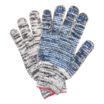 Перчатки хлопчатобумажные, КОМПЛЕКТ 5 пар, 7 класс, ПВХ, меланж