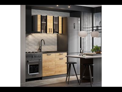 Кухонный гарнитур &quot;Абрау&quot; (1,0м) Белый, Дуб Золотой