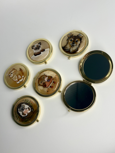 Зеркальце карманное с камнем селенит, разные изображения