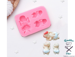 Молд силиконовый «Три малыша», 7,5×5×1,5 см, цвет МИКС