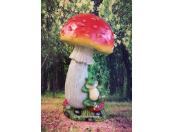МУХОМОР С ЛЯГУШКОЙ  49*25см   3кг   полистоун Россия 3378/012273* Лягушка  - талисман на счастье, здоровье, успех и богатство.