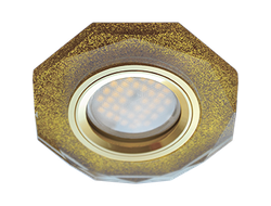 Светильник встраиваемый Ecola DL1652 MR16 GU5.3 стекло 8-угольник Золотой блеск/Золото 25x90 FP1652EFF
