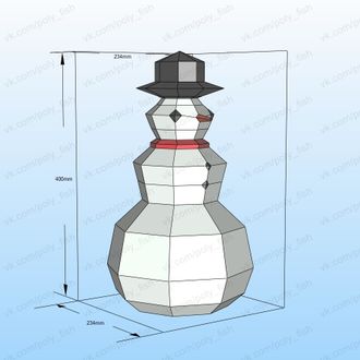 Модель для бумажного моделирования "Снеговик 40 см"