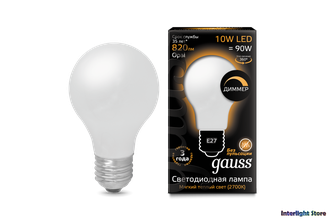 Gauss LED Filament A60 OPAL Dimmable 10w 827/840 E27