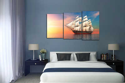 Модульная картина "Парусник на закате"