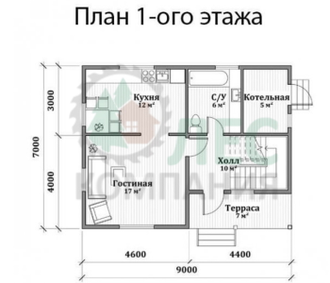 Дом из бруса 7x9 с мансардой и балконом
