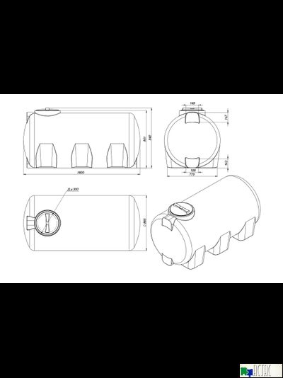 Емкость Экопром H 1000 л  черная
