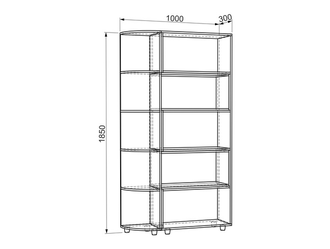 "СТЕЛЛАЖ 2" Мебельсон ш=1350 мм, г=300 мм, в=1850 мм