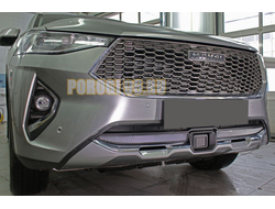 Защита радиатора Haval F7 2019- / Haval F7 X 2019- chrome низ с датчиком ACC (2 части)