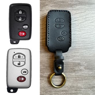 Чехол из натуральной кожи для 4-х кнопочного смарт ключа Toyota Venza, Corolla, Camry, LC200