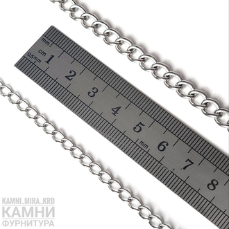 Цепь прочная нержавеющая сталь "Классика" 1,4х5,4х7,8 мм звено, цена за метр