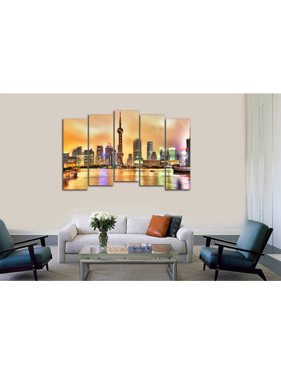 Модульная картина "Вечерний Шанхай"