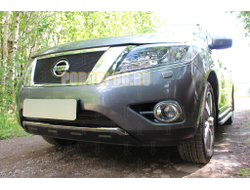 Защита радиатора Nissan Pathfinder 2014- black низ (2 части)