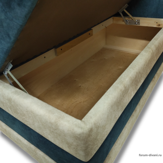 Кухонный ДИВАН "ФОРУМ-5МН" С БОКОВОЙ СПИНКОЙ, Синий/слоновая кость Правый