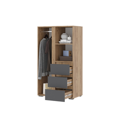 Хелен ШК 03 Шкаф с ящиками и штангой низкий 800х1415х465 Крафт золотой/графит