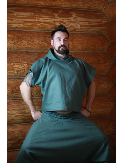 Рубаха пар-мастера  "Дар Движения" из конопли с капюшоном