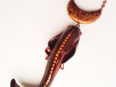 Подвеска с авантюринами и месяцем "Рыбка Лунного Пути"