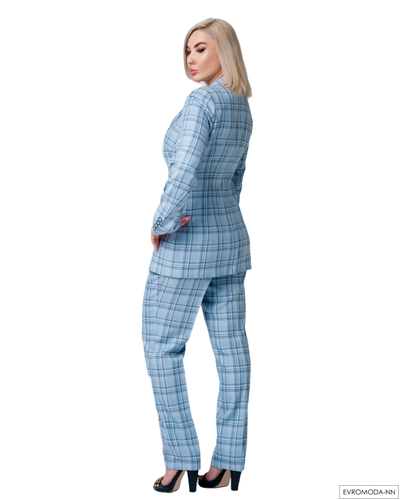 Костюм женский голубой в клетку Pretty One р.44