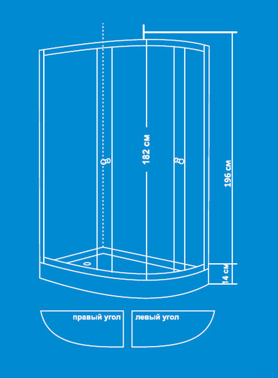 Душевой уголок Водный Мир ВМ-8135 L/R, Низкий поддон, стекло матовое, 120x85x194 см.