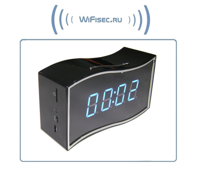 Охранная видеокамера /IP видеоняня WiFi/LAN (Часы настольные, волна)  с аккумулятором с DVR, Full HD (Camwf)