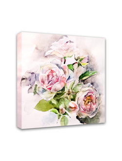 Печатная картина на деревянном подрамнике "Цветы акварелью"