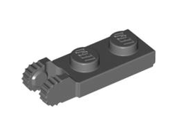 Hinge Plate 1 x 2 Locking with 2 Fingers on End and 9 Teeth with Bottom Groove, Dark Bluish Gray (44302a / 4210884)