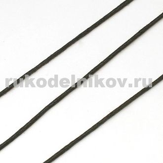 вощёный шнур 1.5 мм, цвет-черный, отрез-5 метров