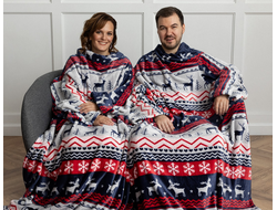 Парный плед с рукавами "Зимняя сказка" из велсофта (микрофибры)