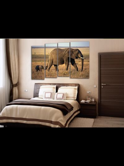 Модульная картина &quot;Слоненок и его мама&quot;