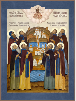Кирилло-Белозерские Святые. Собор Святых. Рукописная икона.