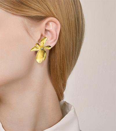 (АРТИКУЛ: 7052/51) СЕРЬГИ ЖЕНСКИЕ, КРУПНЫЕ, "ЦВЕТЫ", МЕТАЛЛ, ЦВЕТ "СОСТАРЕННОЕ ЗОЛОТО"