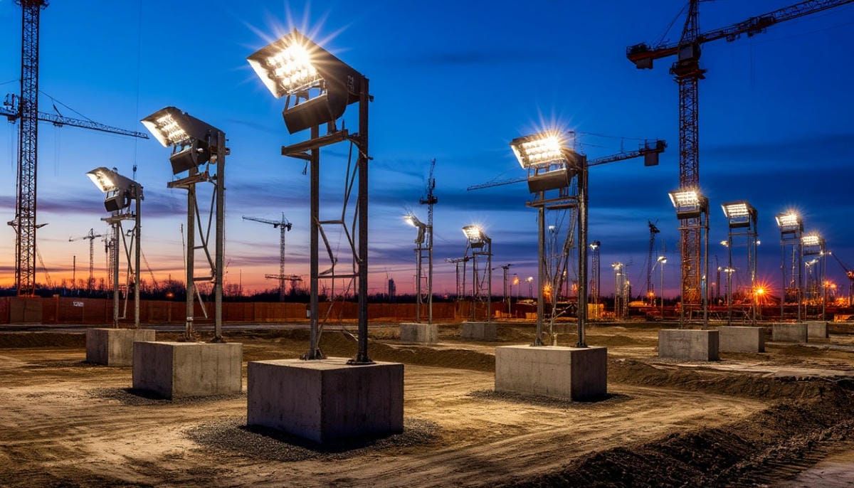 Временные опоры освещения на бетонных блоках ФБС