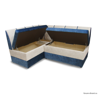 Кухонный Угловой диван "Форум-8" Синий/Слоновая кость Левый