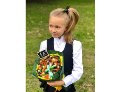 Букет "1 сентября" (в зеленом, оранжевом или жёлтом оформлении)